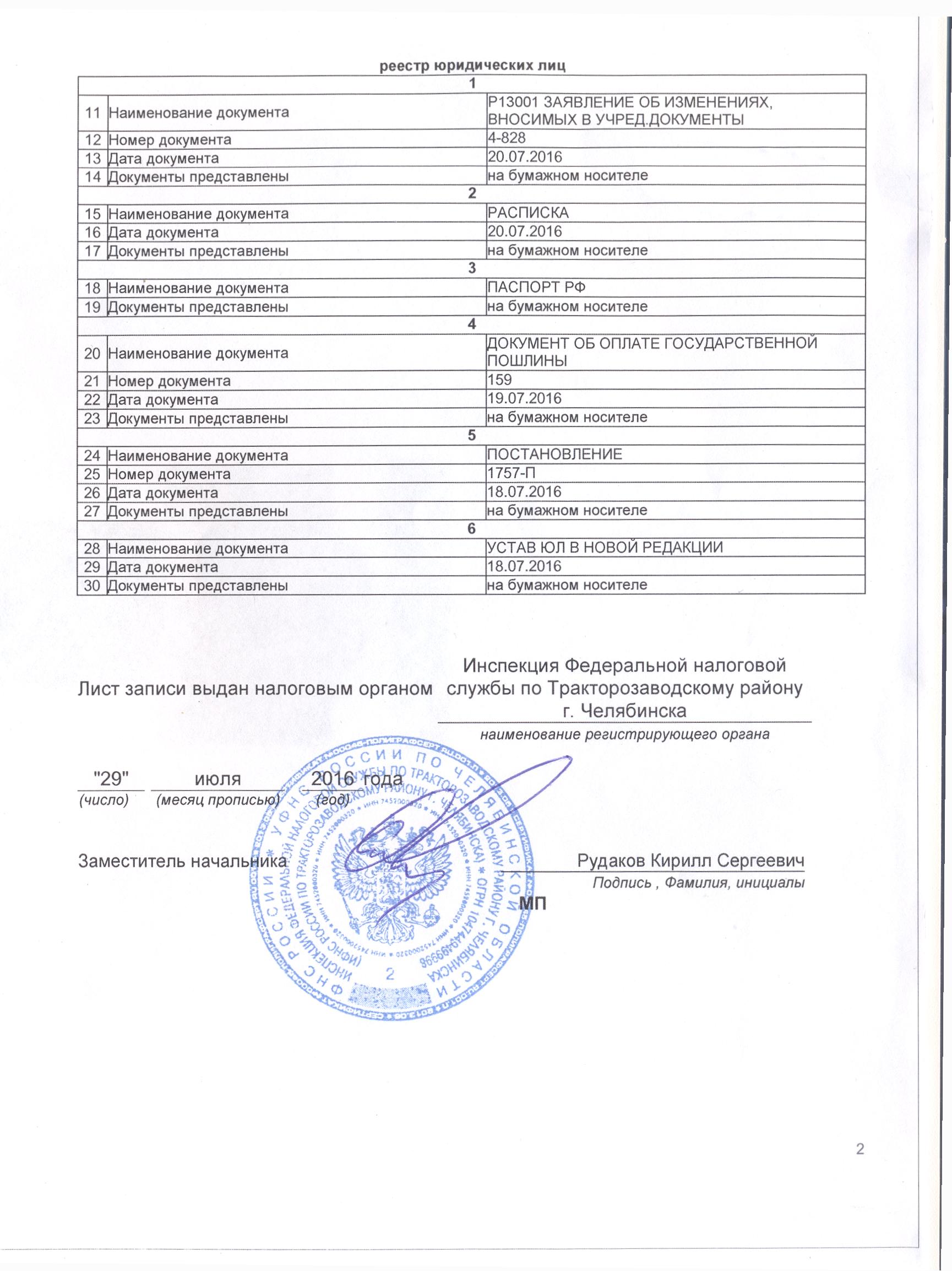 Лист записи ЕГРЮЛ0002